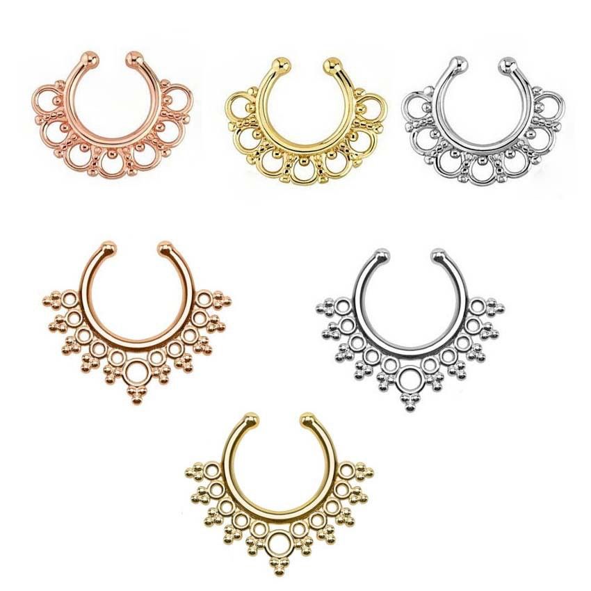 2019 Clip On Nose Rings Studs Fake Nose Ring Unisex Punk Non Piercing
