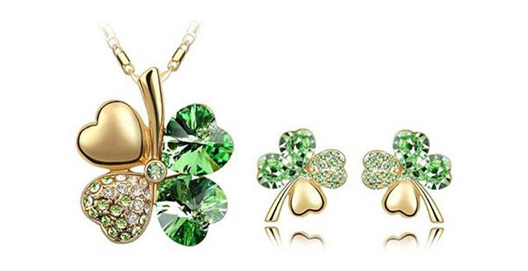 Popular Earring Necklace Sets for Women Designer Jewelry Four-leaf Clover Design Wedding Necklace and Earring Set 9554