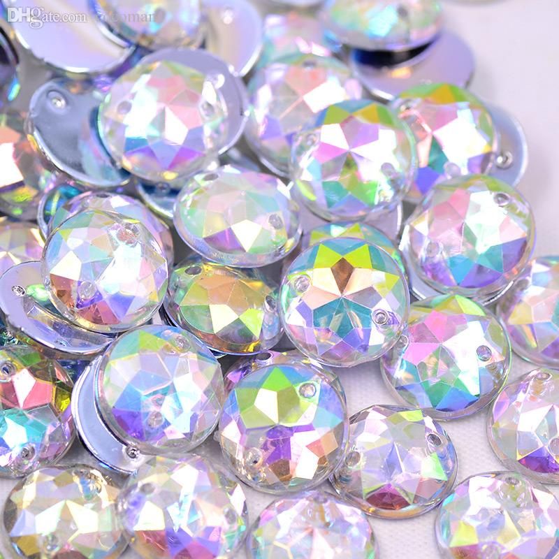 2019 Wholesale 12mm Sew On Crystal Clear AB Rhinestone Round Acrylic