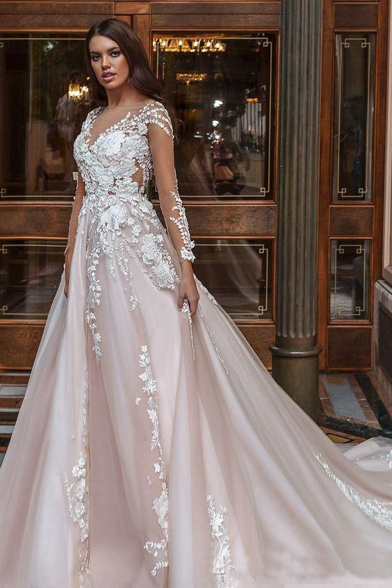 long sleeve embellished wedding dress