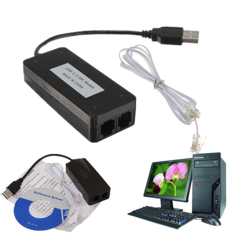 2 Dual RJ11 Ports USB 56K External Dial Up Voice Fax Data Modem For