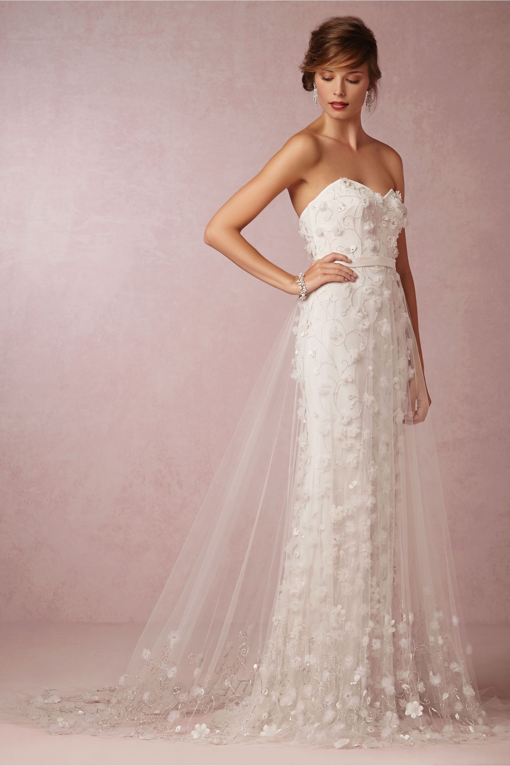 Bhldn 2015 Beach Wedding Dresses Sheath Floral Beading