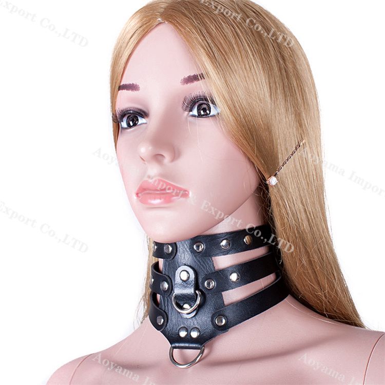 Black Posture Collar PU BDSM Slave Neck Collars B