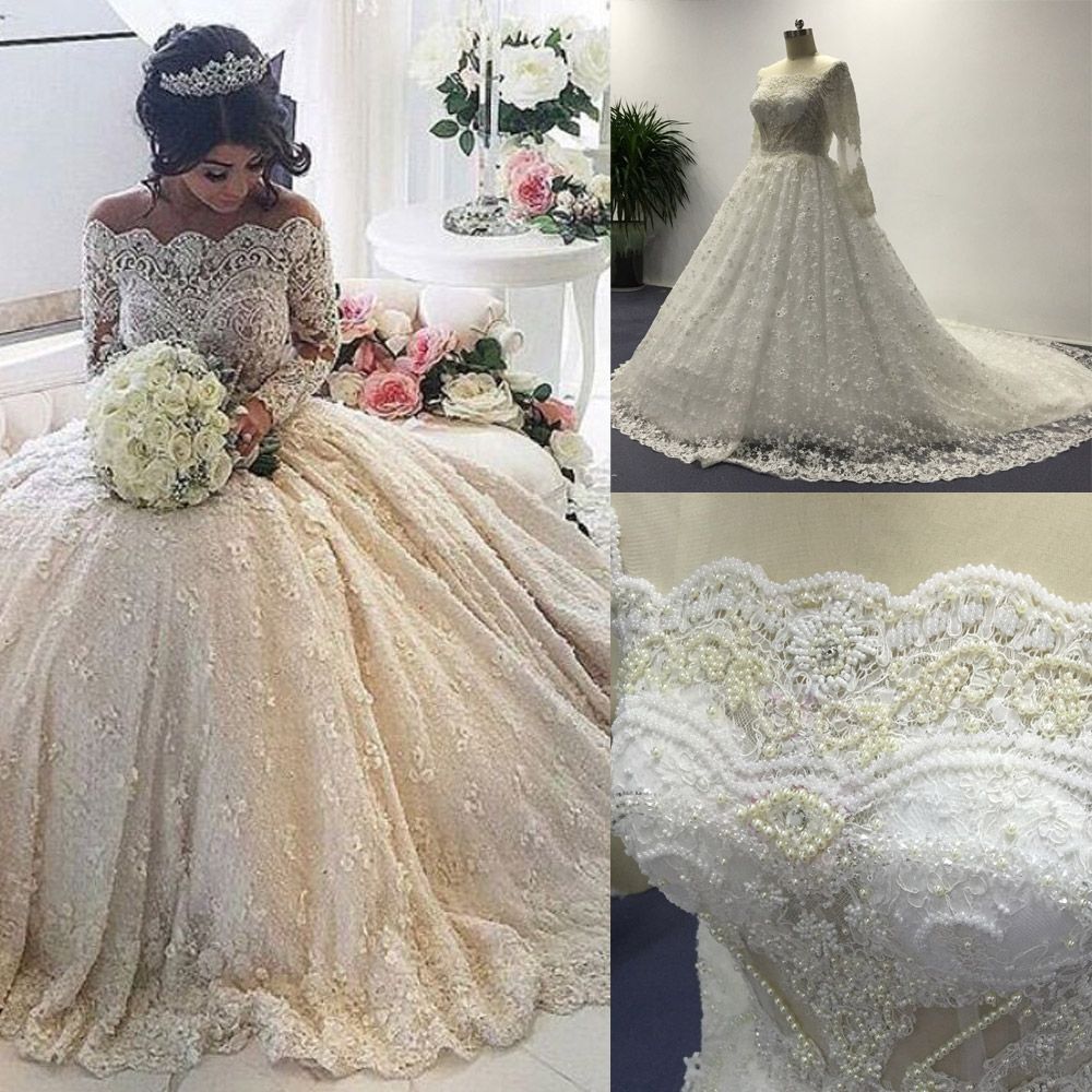 Luxury Lace Wedding Dress with Long Sleeves