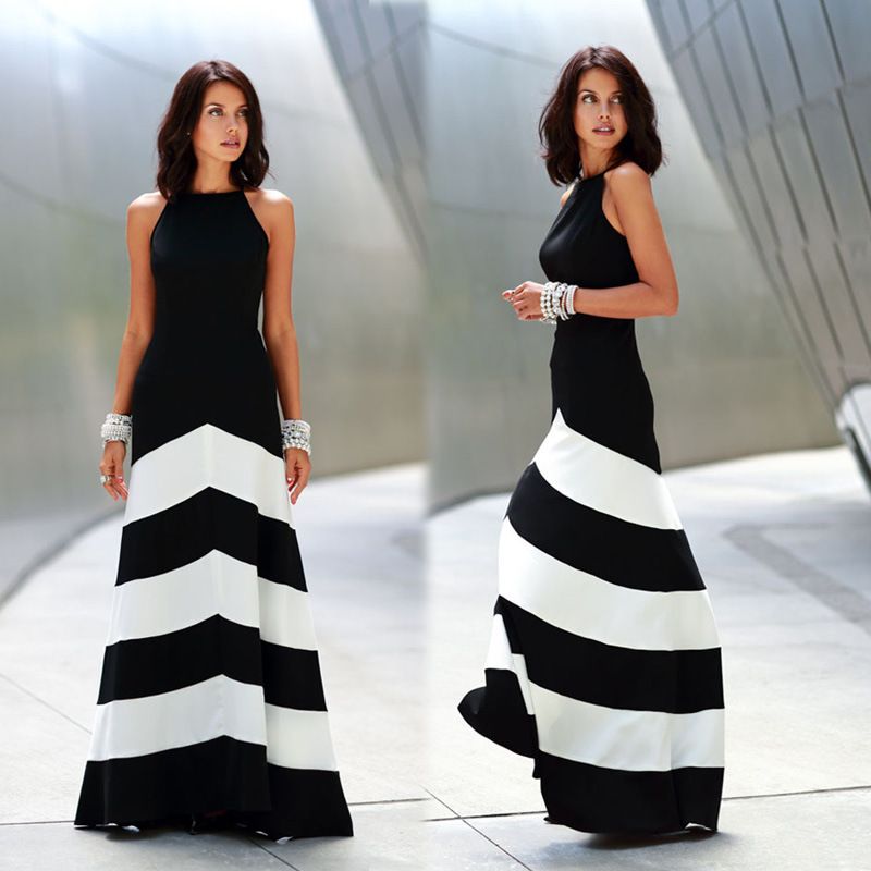 black white store dresses