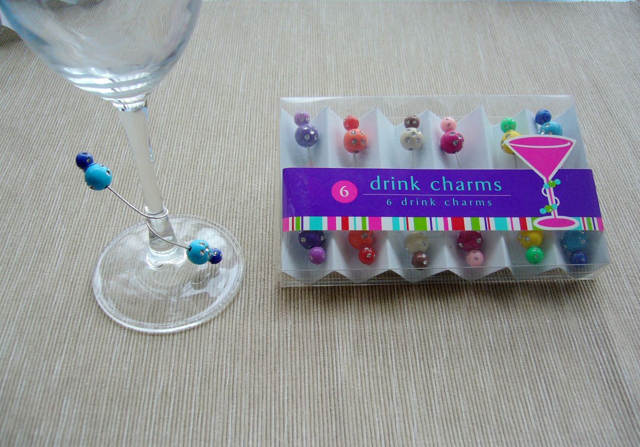 of 6 Wine Glass Charm Rings/s Charm Rings/ Wine Or Drink Charms/drink