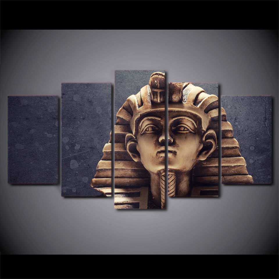5 Panel Framed HD Printed Egyptian Pharaohs Statue Wall Art Picture