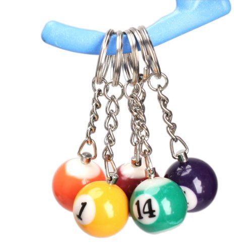 Mini 25mm Ball Pool Billiards Key Chain Snooker Table Ball Keychain Resin Key Ring ChainBest