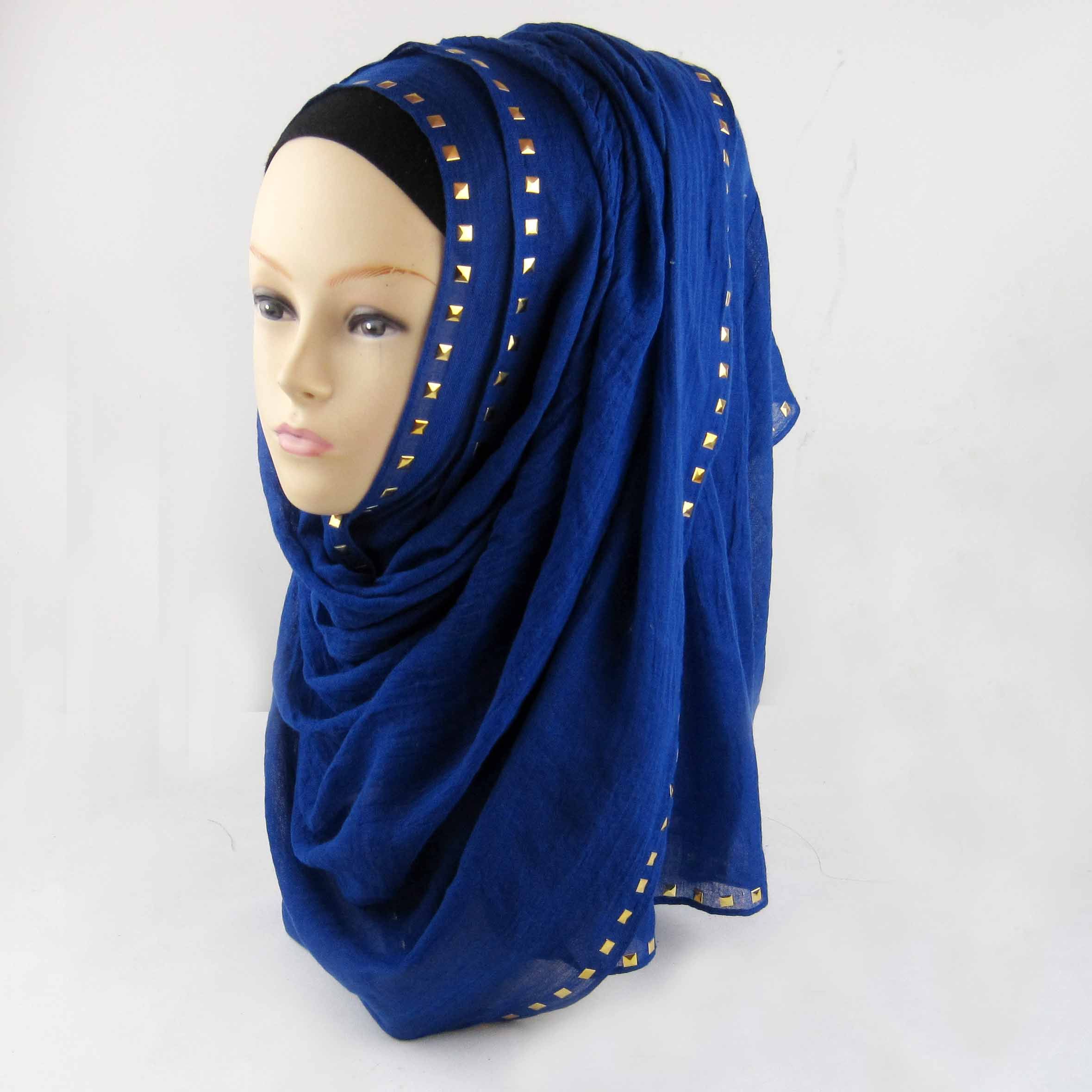 new design solid rivet sequin plain cotton hijab scarf wholesale
