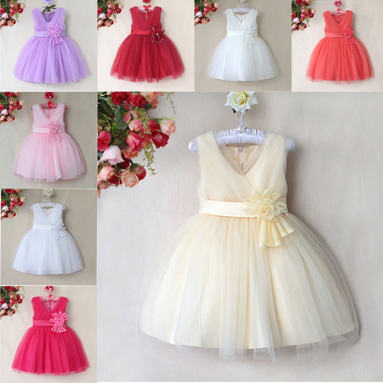 Flower Girls Dresses With Flowers For Weddings Girls Dresses Size 14 Girls Dressy Dresses From