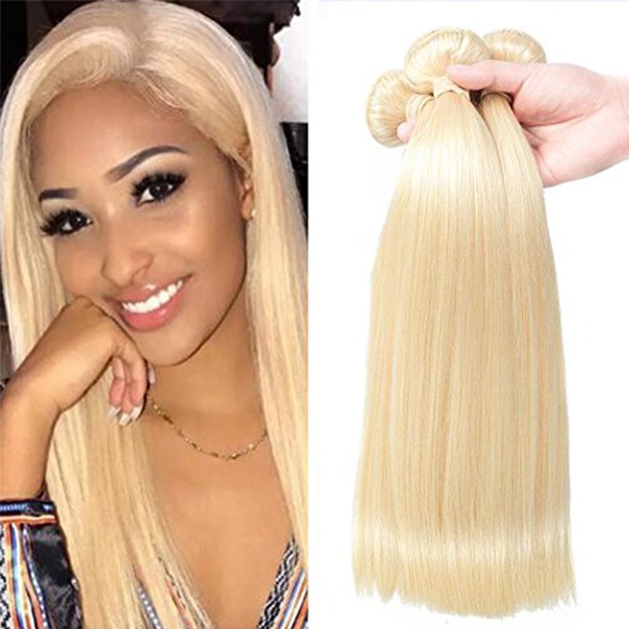 2019 Platinum Blonde Brazilian Virgin Hair Silk Straight 613 Blonde