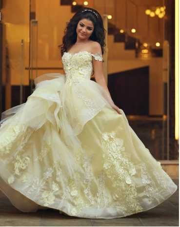 light yellow ball gown