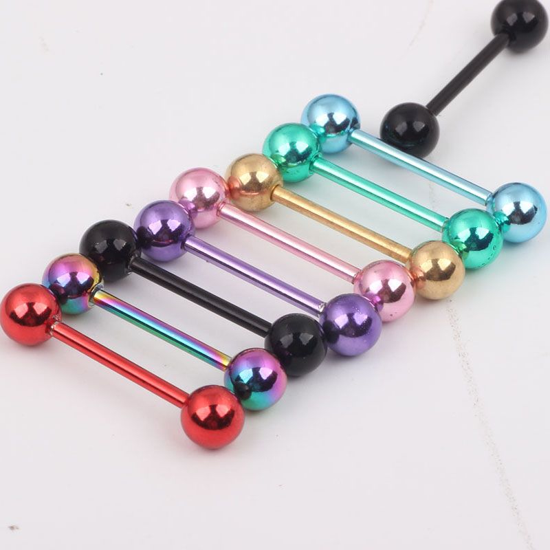 2018 Tongue Bar T06 Mix Body Jewelry Piercing Plated Colorl Tongue Bar