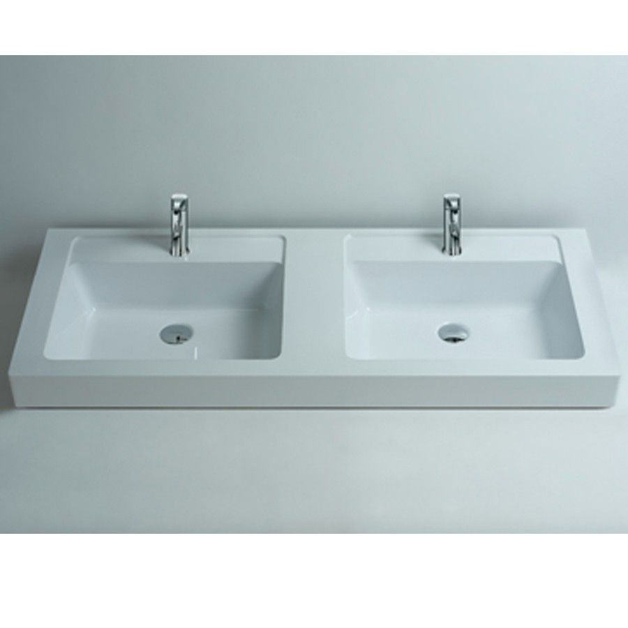 Rectangular Bathroom Solid Surface Stone Counter Top Vessel Sink Fashionable Cloakroom Stone Vanity Wash Basin Rs3806