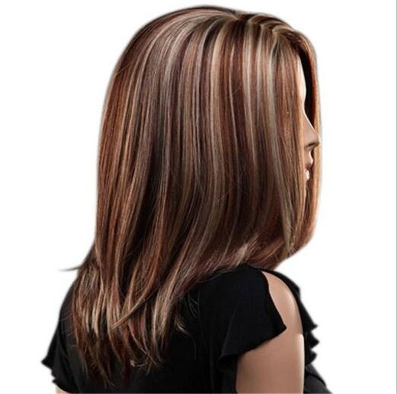 Z F Brown Color 16 Inch Dip Dye Bob Wigs Short Ombre Wigs White