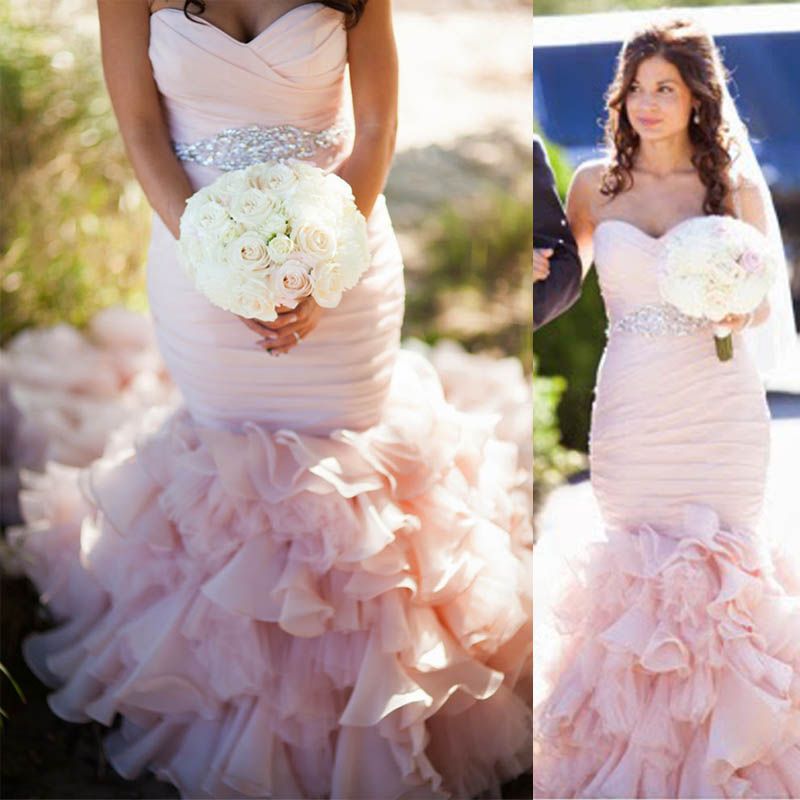 pink mermaid wedding gown