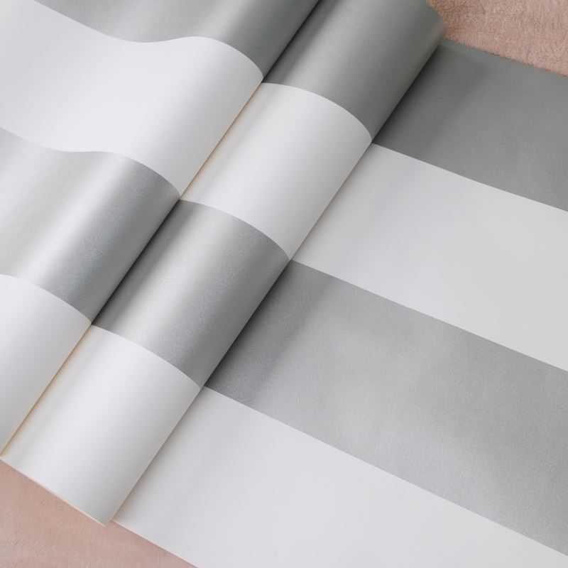 Modern Simple Wide Vertical Stripe Wallpaper Silver White Classic Wall