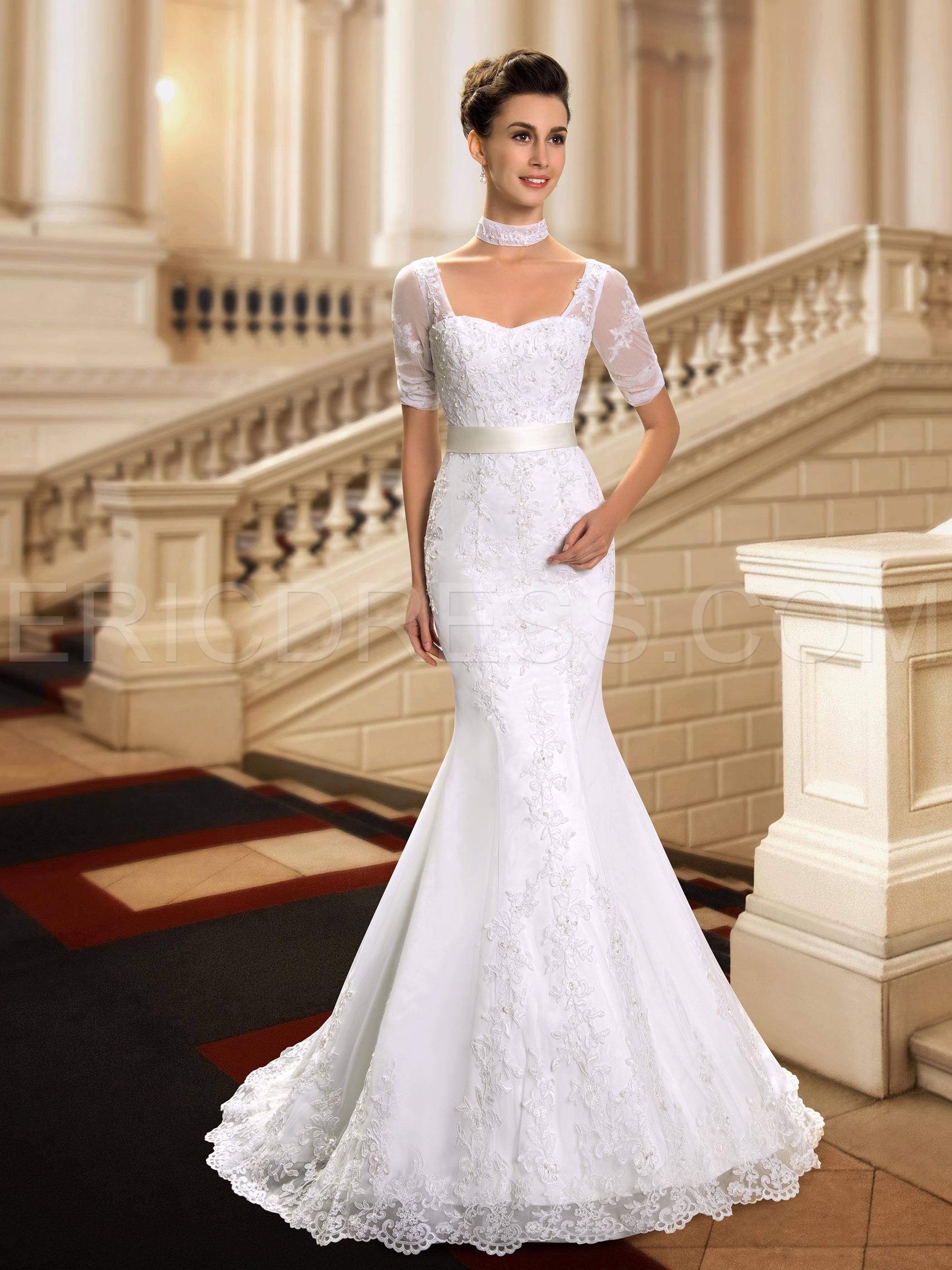 Grosshandel Nwd24 2018 Modisch Der Braut Kurzarm Spitze Meerjungfrau Hochzeitskleid Fischschwanz Plus Grosse Nach Mass Brautkleid Kleider Von Vanie 96 88 Auf De Dhgate Com Dhgate