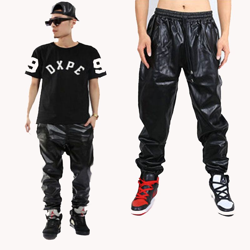 red leather jogger pants