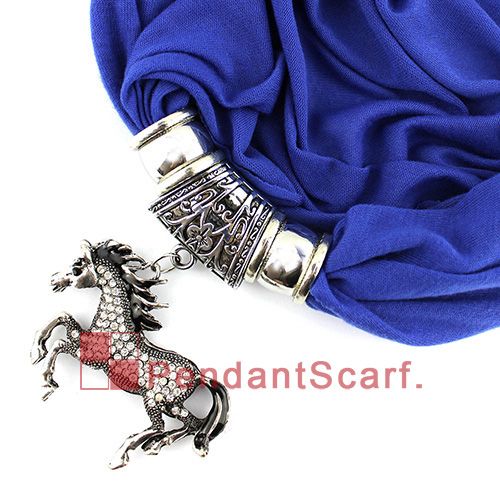 Ny design Rhinestone Horse Smycken Hängsmycke Scarf Mode Kvinnor Pärlor Tassel Soft Halsband Scarf 20 Färger tillgängliga, Gratis frakt, SC0044