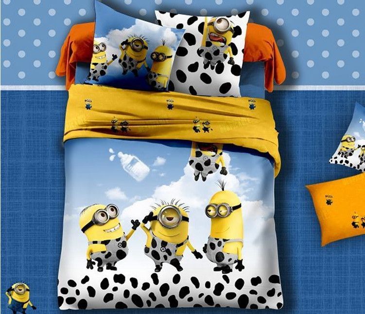 Minion Bedding Set King Queen Size Children Cartoon For Kids Doona Minion Bedding Set King Queen Size Children Cartoon For Kids Doona Duvet Cover 100 Cotton Bed Sheets Bedroom Quilt Linen Double Bedspread Red Sets