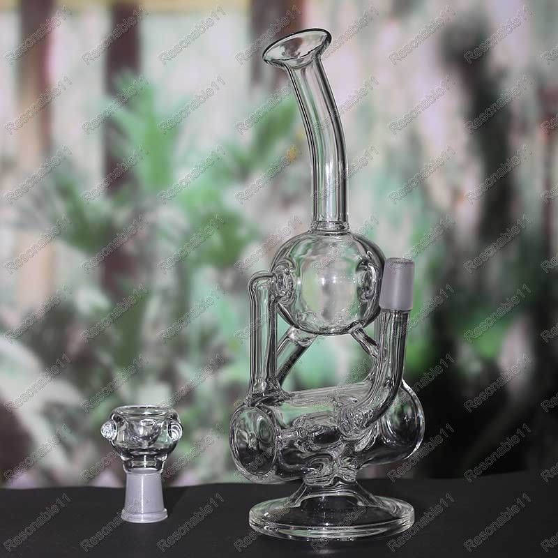 2020 Clear Recycler Glass Bong Two Chambers With Hammerhead Perclotor