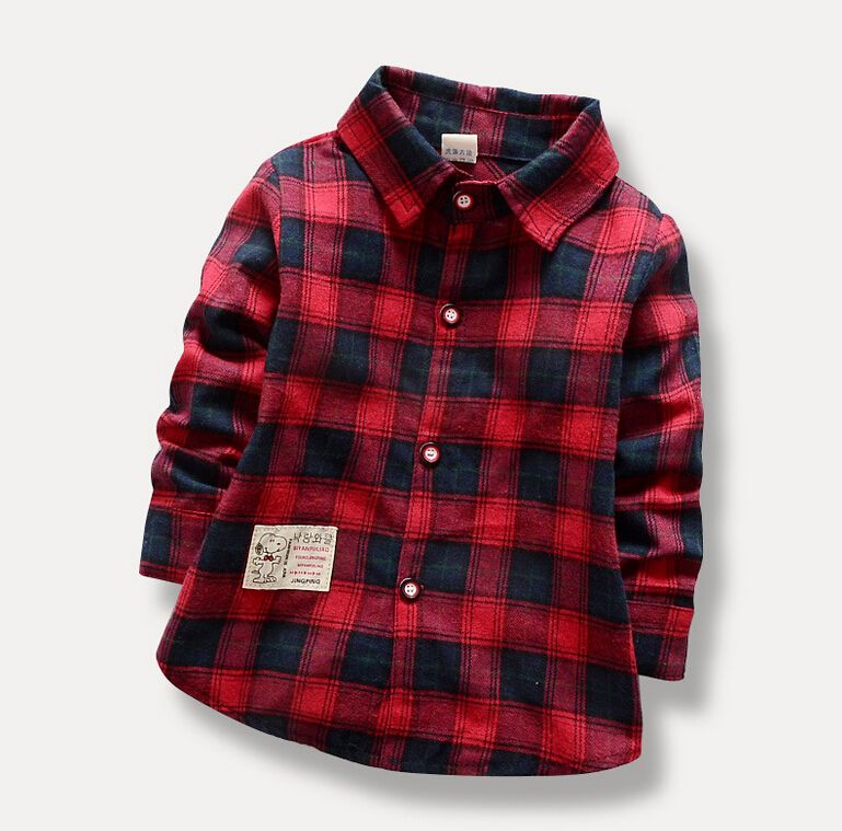 Children Boys Long Sleeve Shirt Baby Kids Autumn Spring Shirt Grid Boy ...