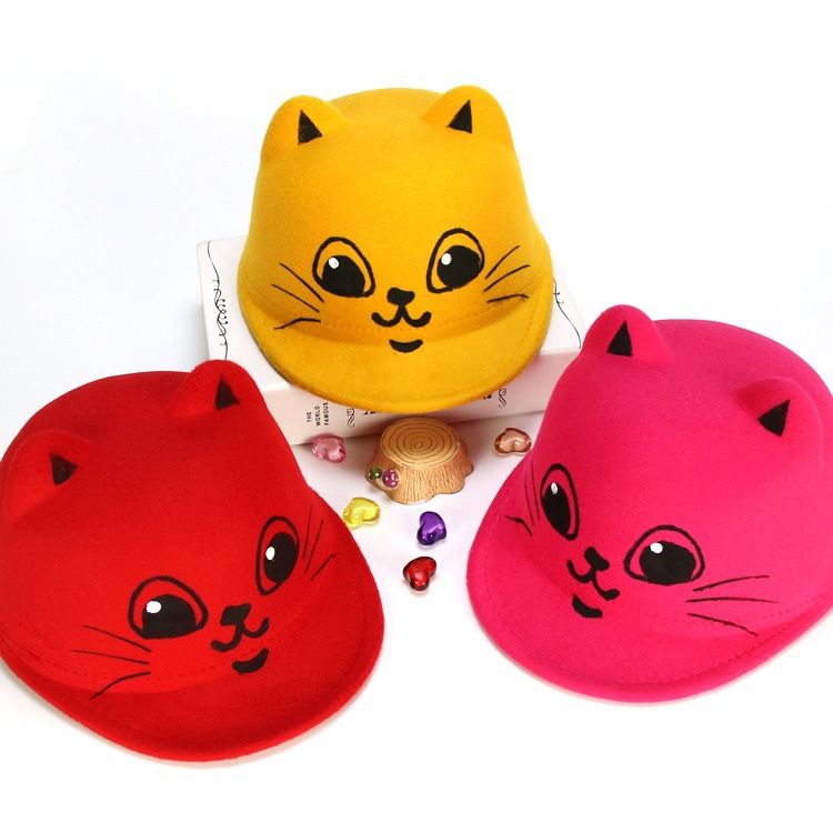 Kids Girl Boy Winter Thick Plush Cute Cat Face Warm Knitted Gloves Gift Age 3-8