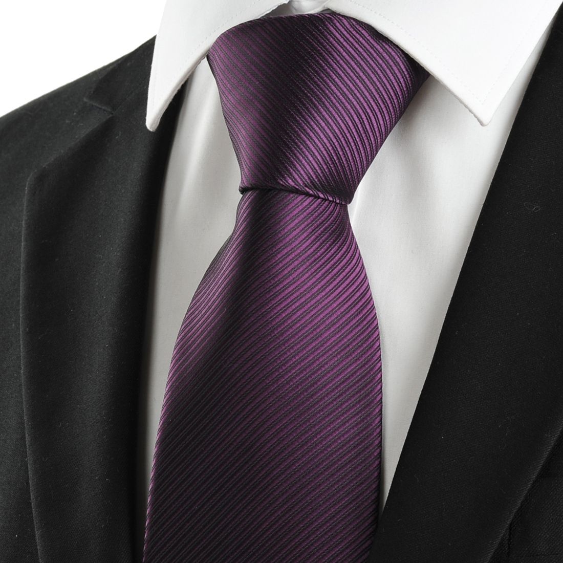mens suit with purple tie