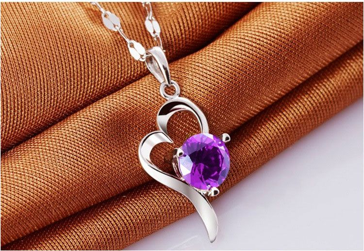 30% 925 Sterling Silver Top Grade Diamant Cubic Zircon Heart Pendant Halsband för bröllopsklänning Ställer in Ny ankomst