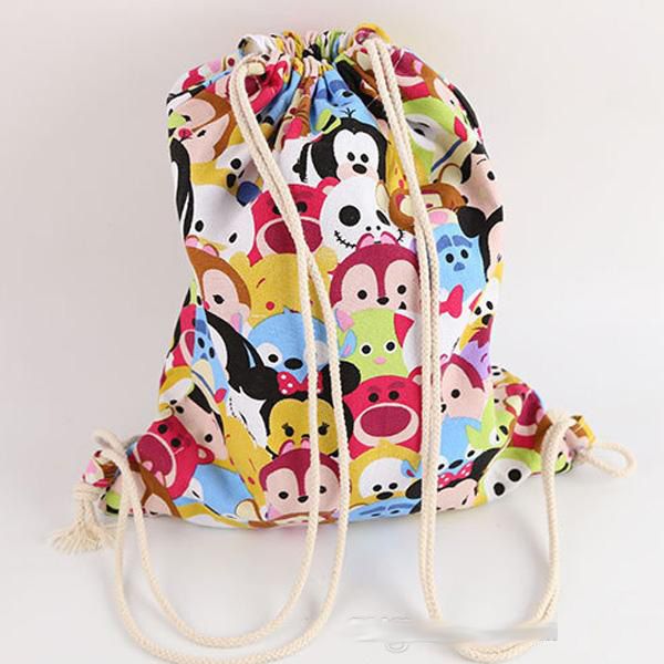 D i s n e y Mickey and Minnie Mouse Drawstring Backpacks Plus Lanyard