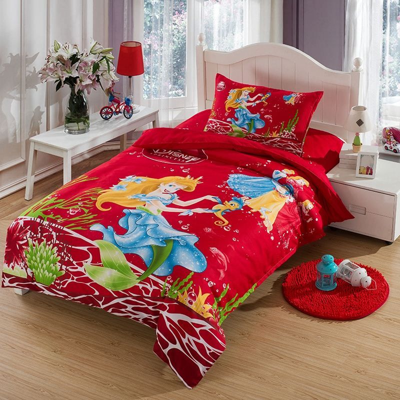 the little mermaid bedding set twin size kids girls toddler cartoon cotton toddler sheets