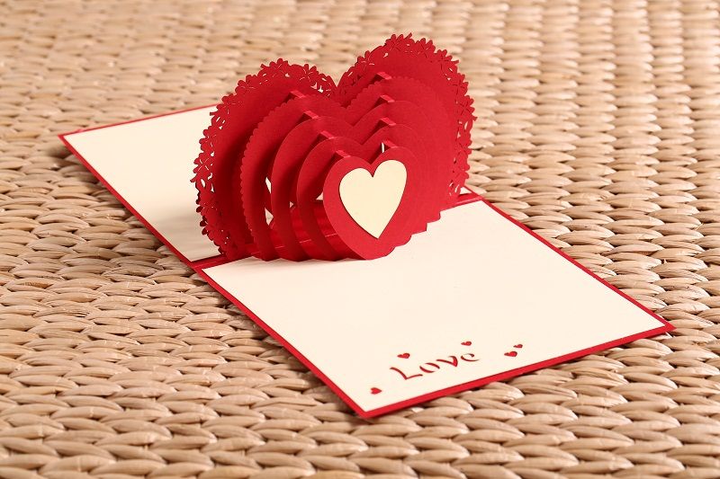 i love you red heart design handmade creative kirigami