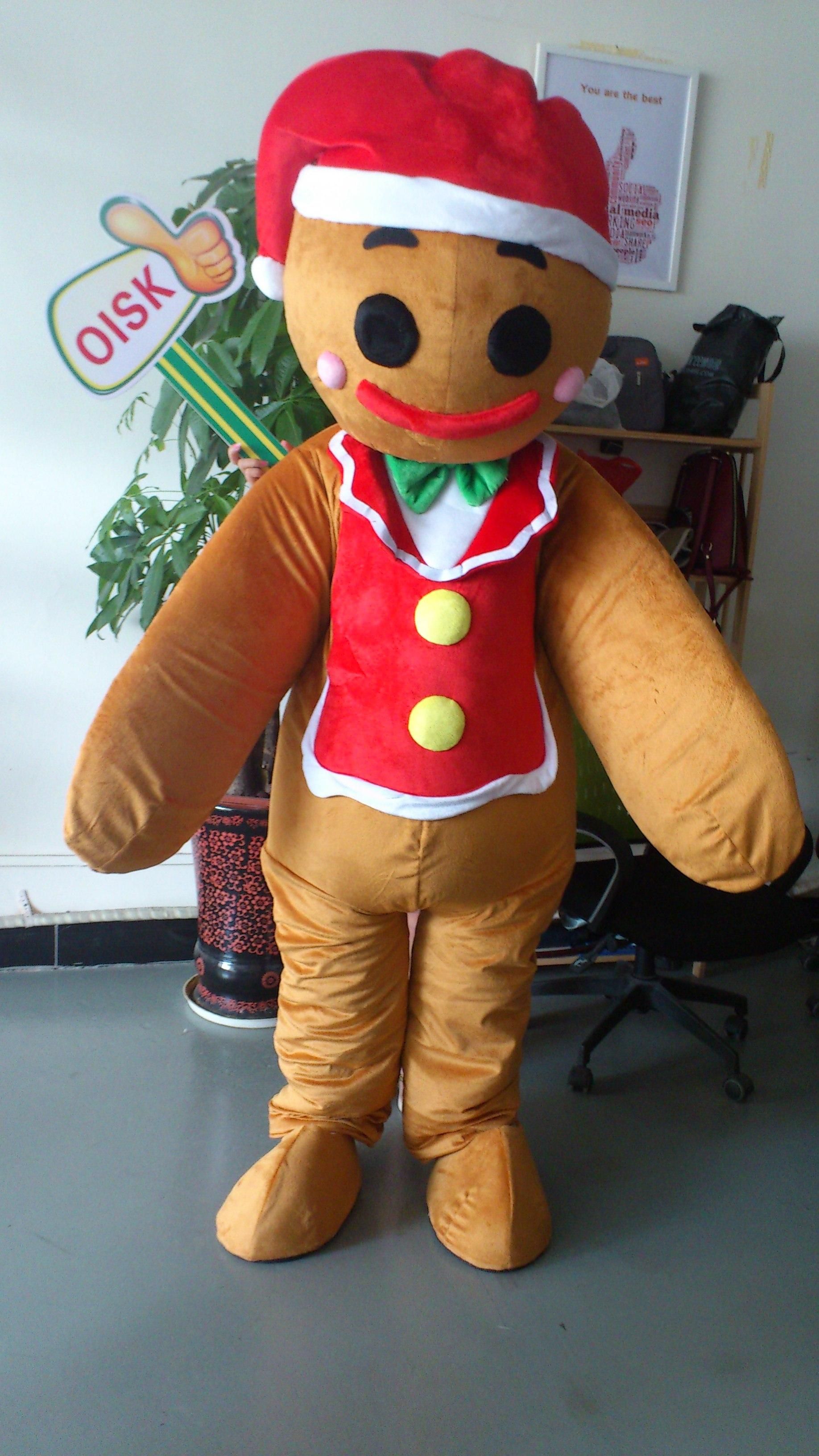 oisk the gingerbread man mascot costume halloween christmas xmas adult size outfit plush costumes fancy dress scary halloween costumes couple costumes from