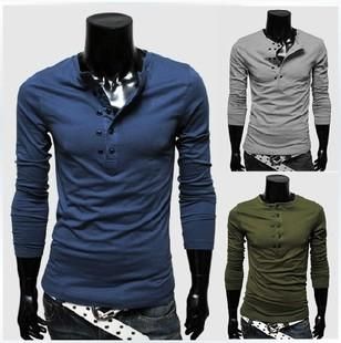 Mens T Shirt Fashion Spring Scoop Neck Long Sleeve Cotton Blend ...