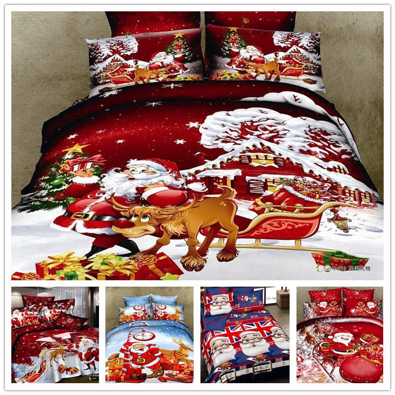 wholesale 100 organic cotton 3d bedding sets christmas gift bed santa claus bed sheets