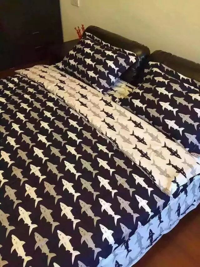 Shark Cute Fish Bedding Set Quilt Duvet Covers Sheets Blue Bed Brand Shark Cute Fish Bedding Set Quilt Duvet Covers Sheets Blue Bed Brand Bedspread Linen Designer 100 Cotton Queen Size Bedspreads And Comforter Sets