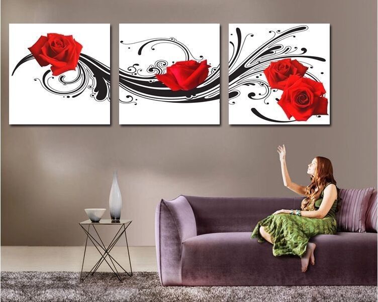 2019 Modern Wall Art  Decor  Red Rose  Flower Picture Printed 