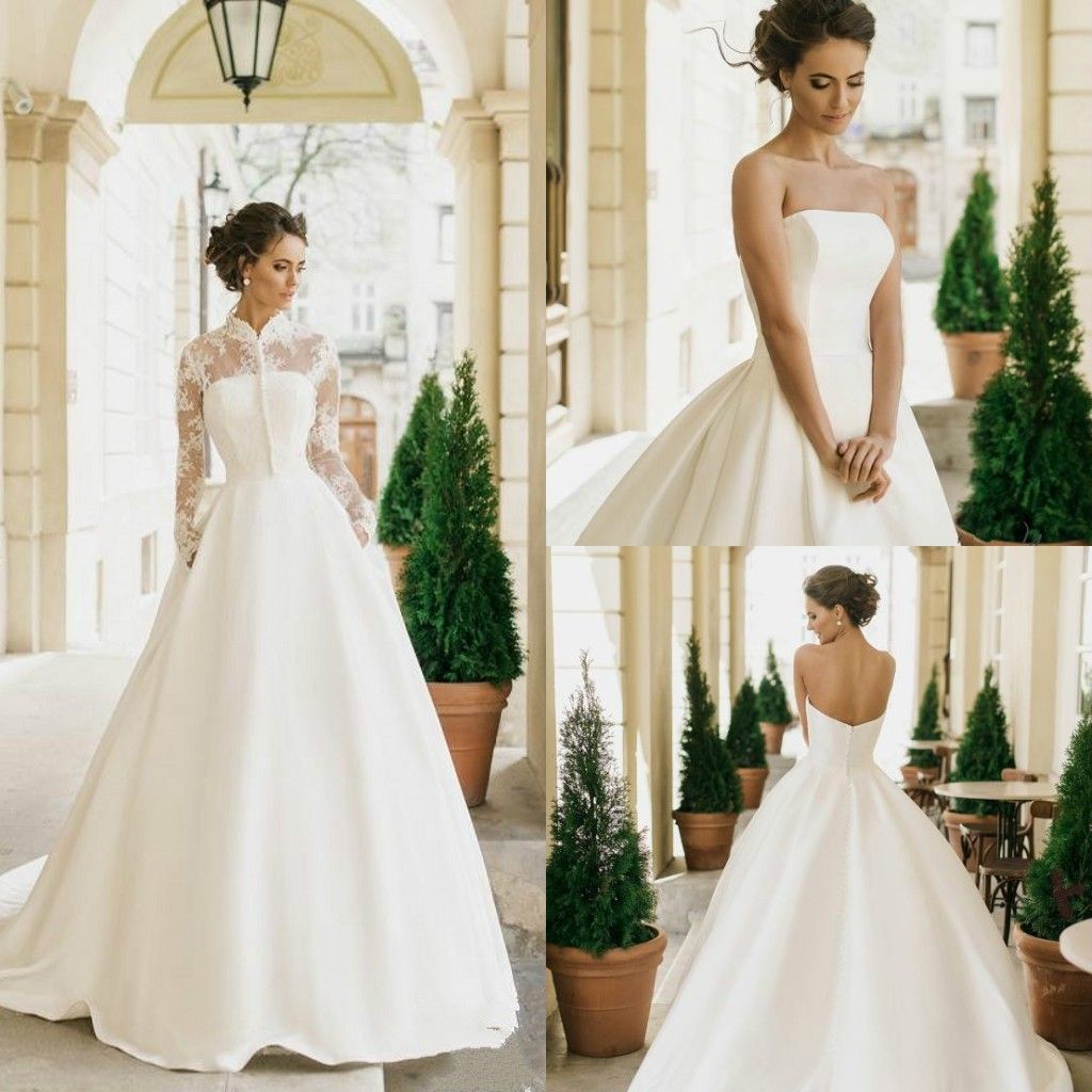 satin wrap wedding dress