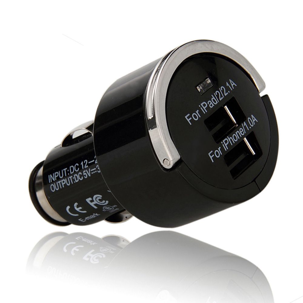 USB Dual Port Car Adapter Charger Universal 12 24 Volt 1.0 2.1 Am For