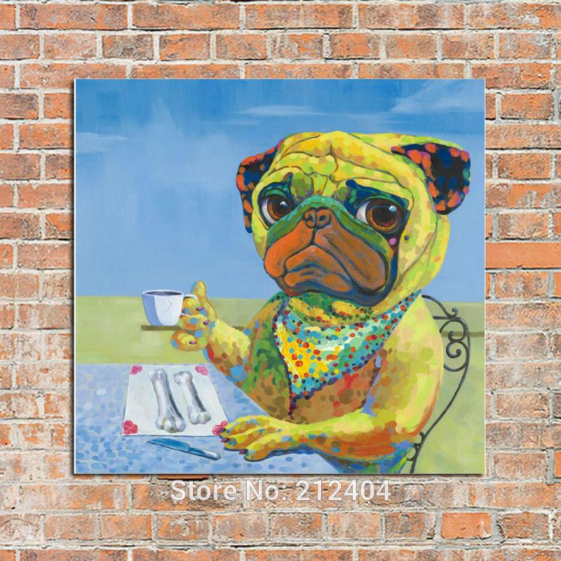 Lovely Cartoon Dog 100 Handpainted Oil Painting on Canvas Animal