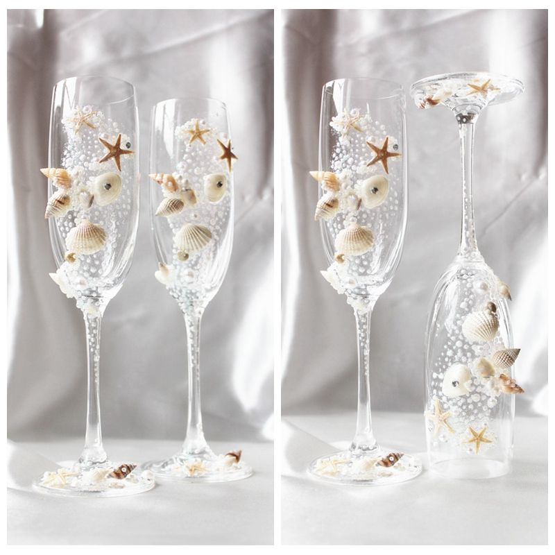 favors store online wedding Crystal Champagne Wine Wine Flutes Luxury Glasses Starfish