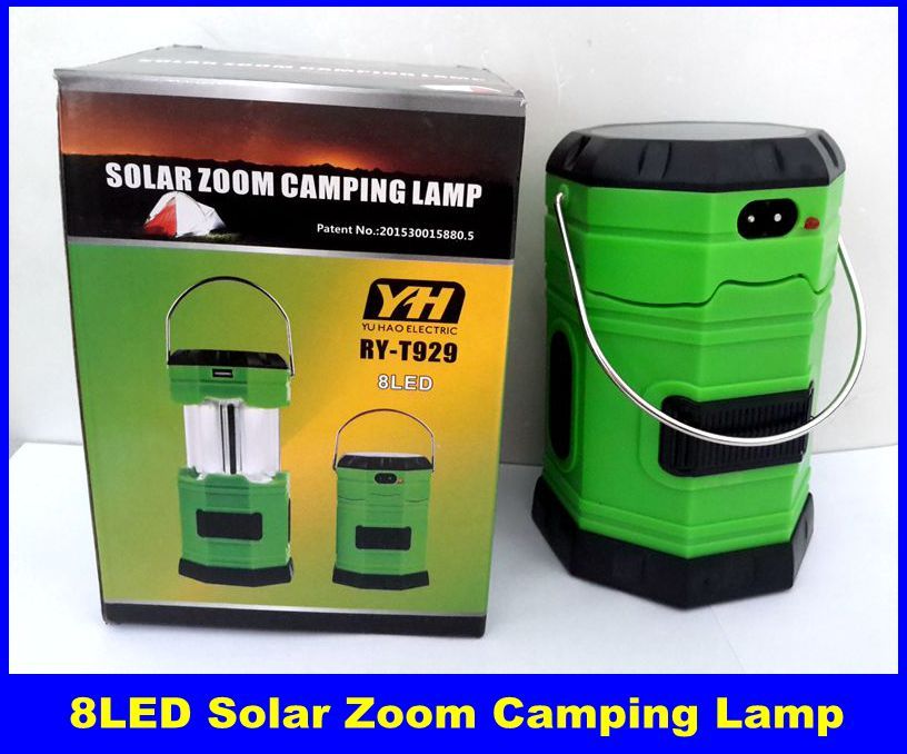 2015 New 8led Solar Zoom Camping Lamp Portable Lanterns Emergency