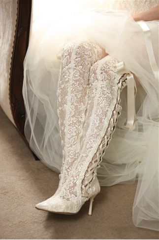 New Fashion Winter Wedding Boots 5cm High Heels Sexy White Sheer Lace ...
