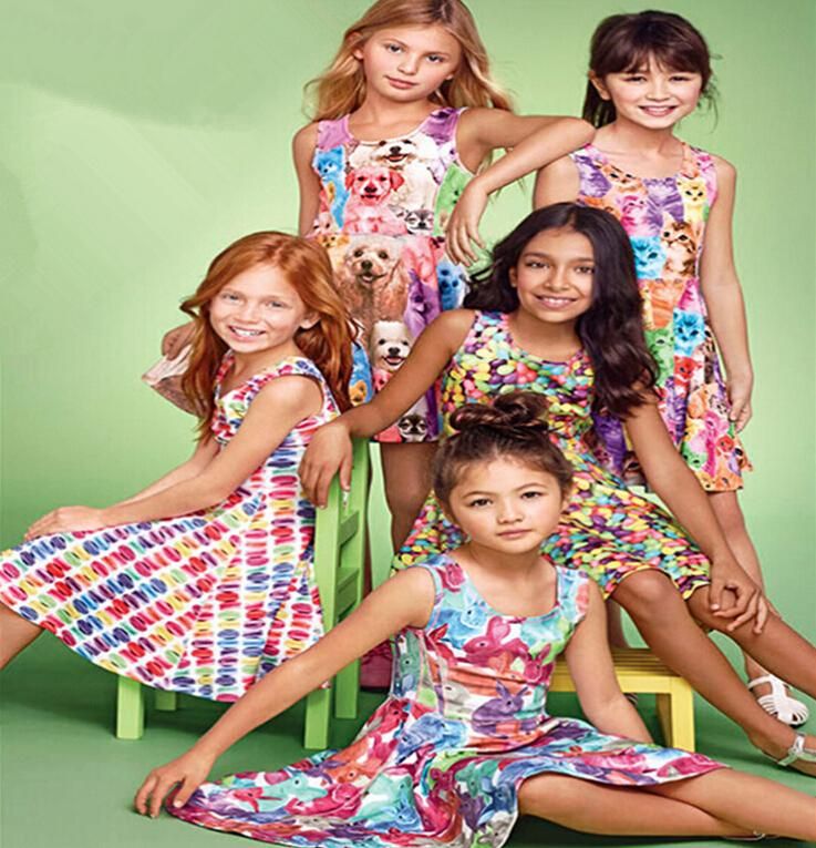 2018 Western Style Girls Summer Dresses For Kids Pet Dog Rabbit