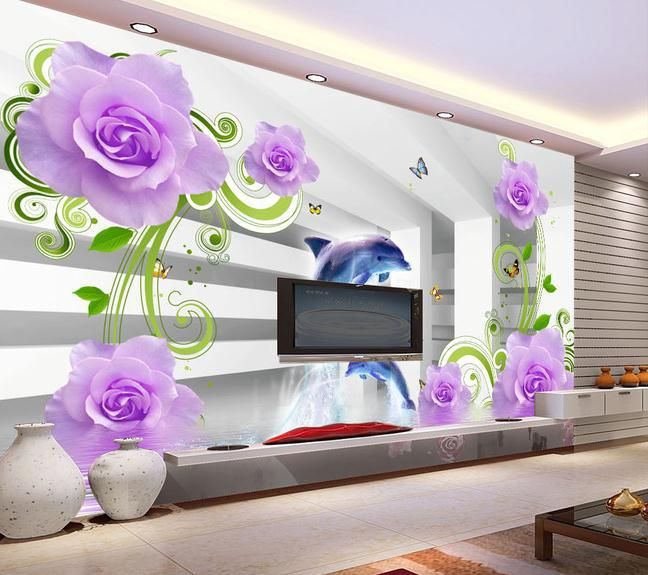 Papel De Parede Roses Reflection In The Water Mural Wall Sticker New