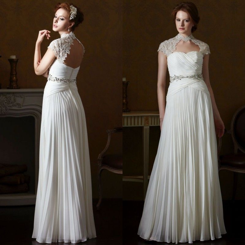 2015 Spring Beach Greek Goddess Wedding Dress Open Back Sheath Column ...