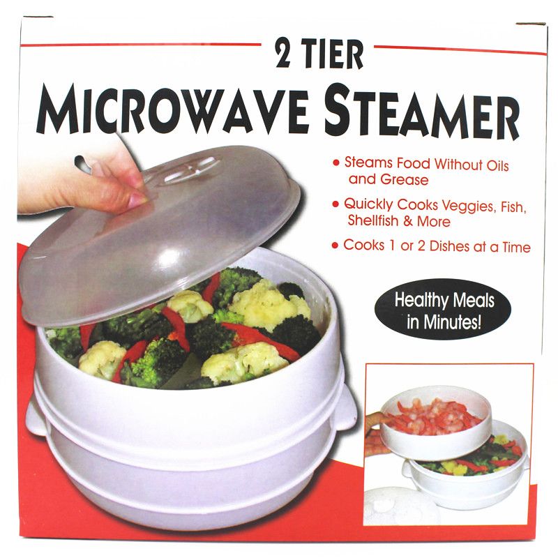 2 Tier Microwave Food Steamer Ollas De Cocina Vegetable Steamer For