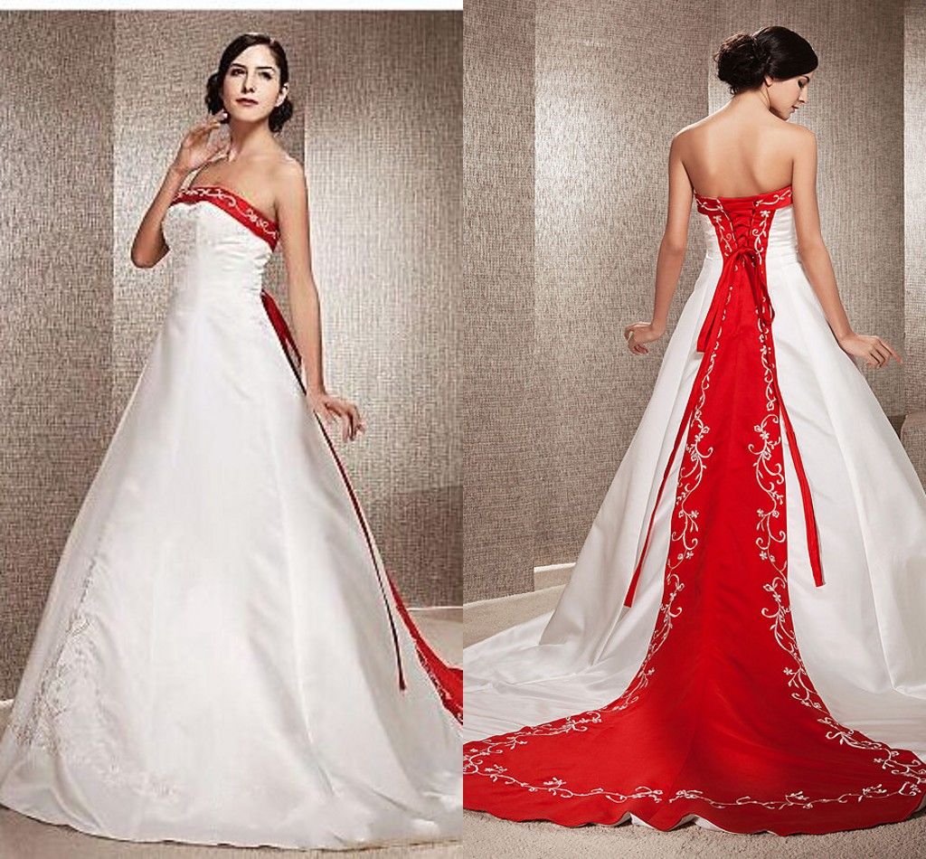 Discount Chinese  Reception Wedding  Dresses  Red And White A 