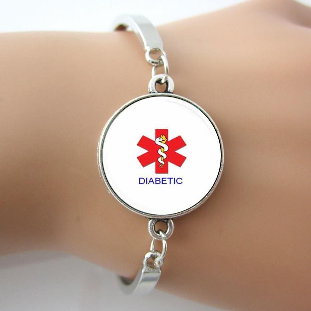 Handmade Alert Medical Diabetic Glass Tile Bracelets